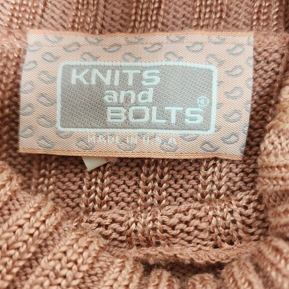 Knits and Bolts Vtg Rose Pink Short Sleeve Cropped Ribbed Turtleneck W Size SM - Picture 6 of 7